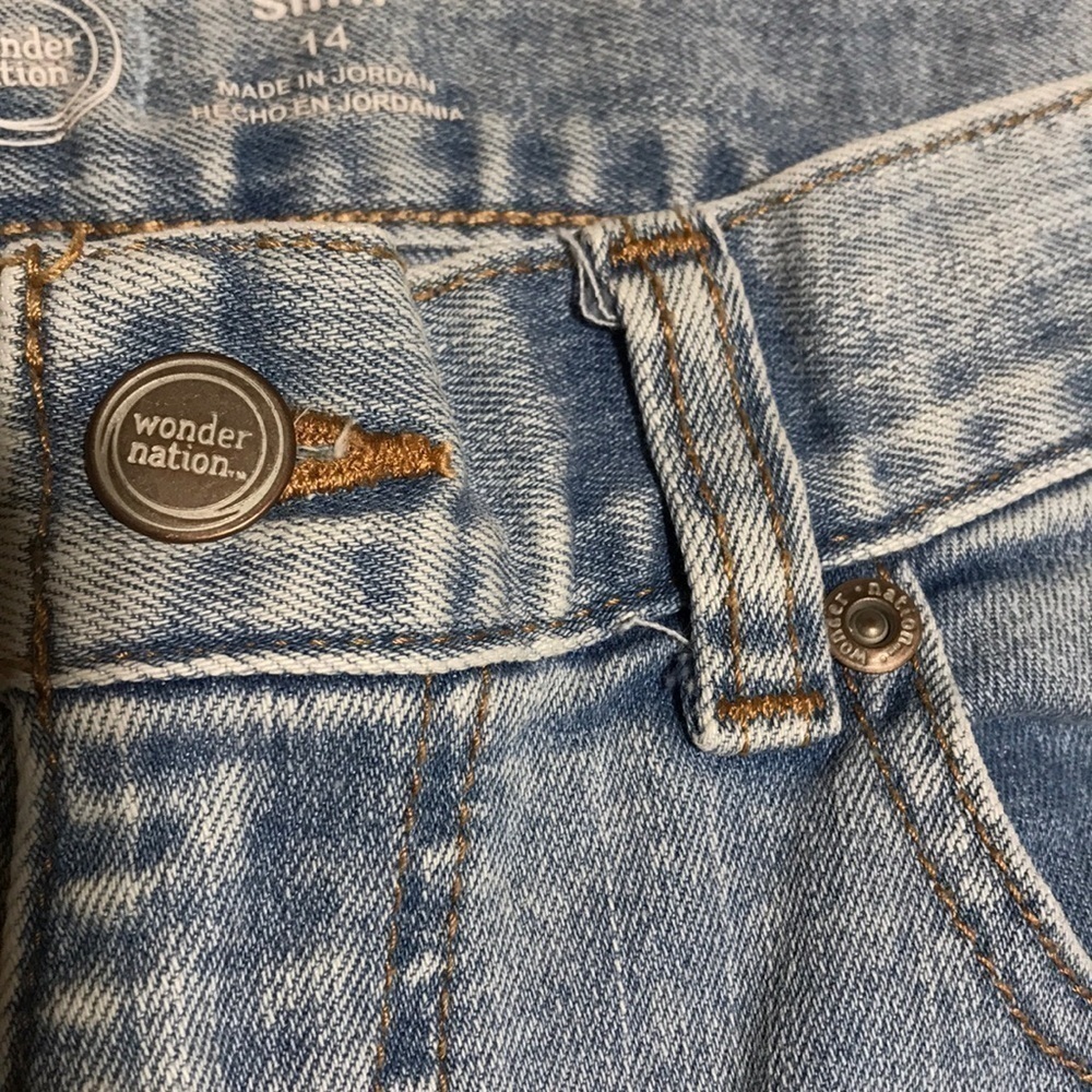 WONDER NATION—SLIM—Boys’ Light Wash Blue Denim Jeans Adjustable Waistband—14Slim - Picture 9 of 17